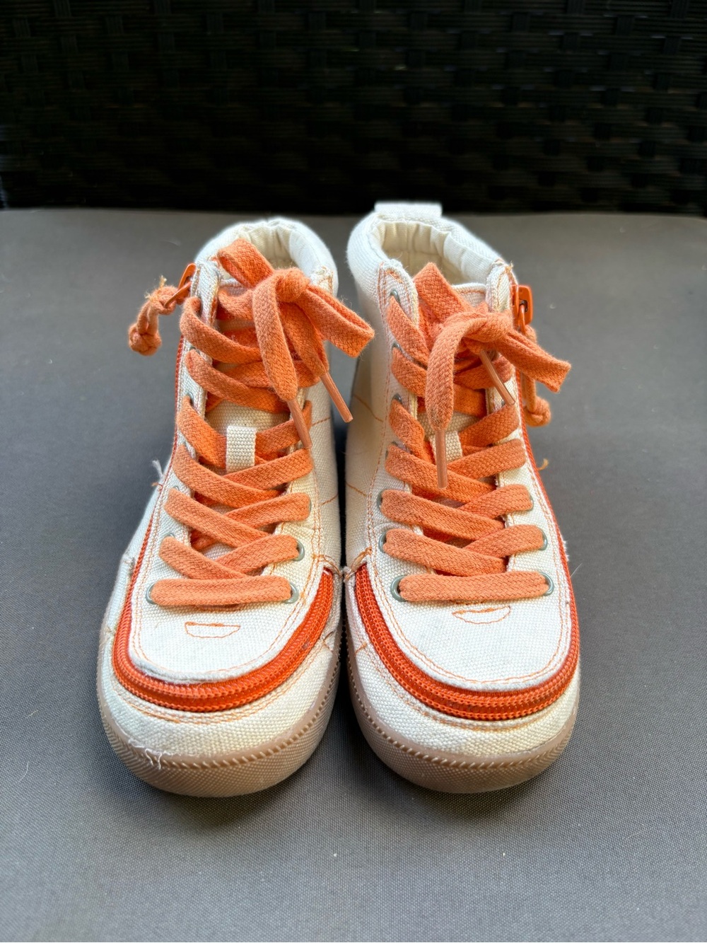 Kids Canvas High-Top Sneakers in Orange and White